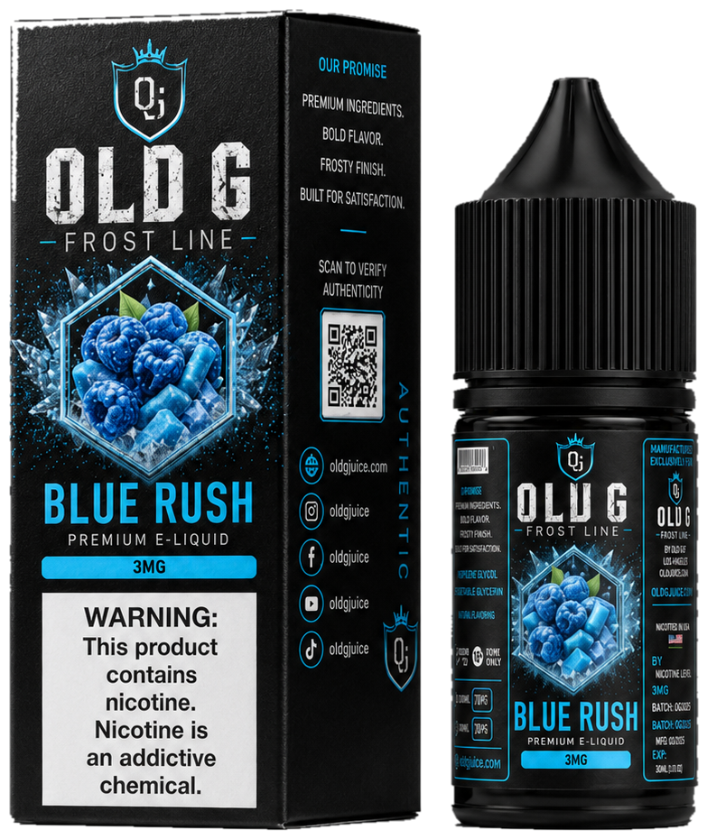 Blue Rush — bottle and box